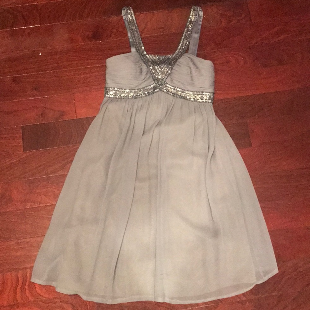 Grey Sequin Prom Dress